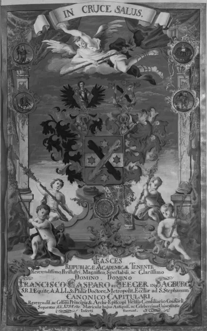 Rektorenblatt von Franz Kaspar von Seeger zu Sagburg (Rektor 1753/54)