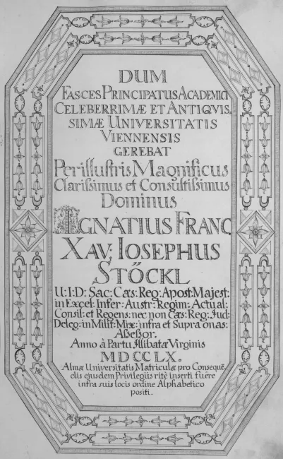 Rektorenblatt von Ignaz Franz Xaver Joseph Stöckl (Rektor 1759/60)