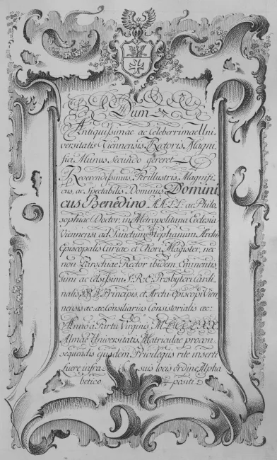 2. Rektorenblatt von Dominicus Benedino (1769/70 Rektor)