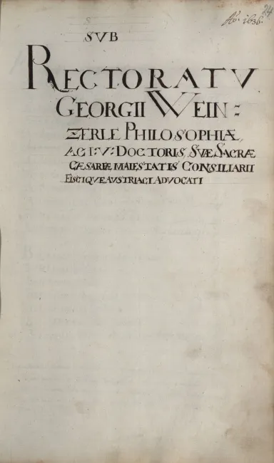 Rektorenblatt von Georg Weinzerle (Rektor 1635/36)
