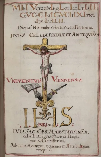 Rektorenblatt von Johann Heinrich Strasser (Rektor 1643/44)