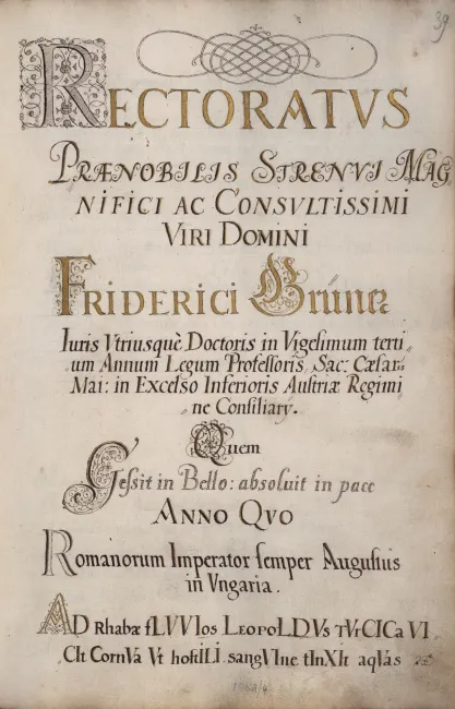 Rektorenblatt von Friedrich Grüner (Rektor 1663/64)