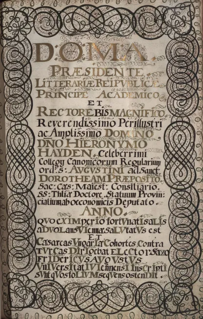 2. Rektorenblatt von Hieronymus Hayden (Rektor 1694/95)