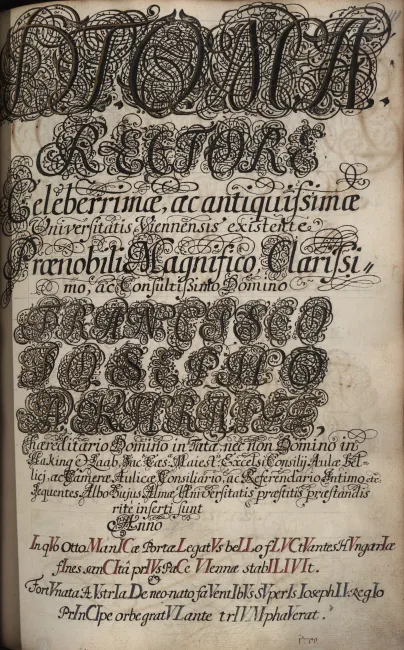 Rektorenblatt von Franz Josef von Khrapff (Rektor 1699/1700)