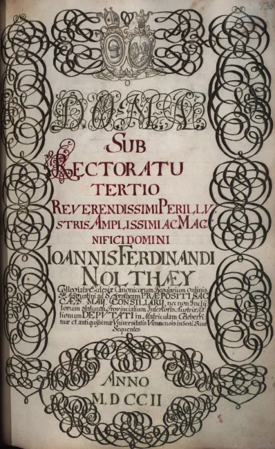 2. Rektorenblatt von Johannes Ferdinand Nolthaeus (Rektor 1701/02)