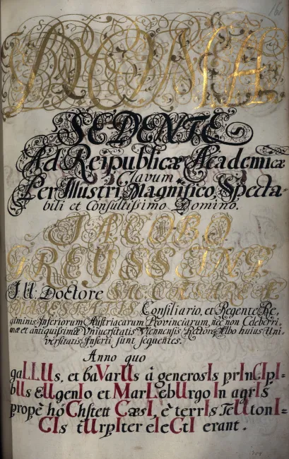 Rektorenblatt von Jakob Greyssing (Rektor 1703/04)