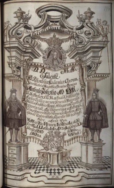 Rektorenblatt von Anton Josef von Öttl (Rektor 1707/08)
