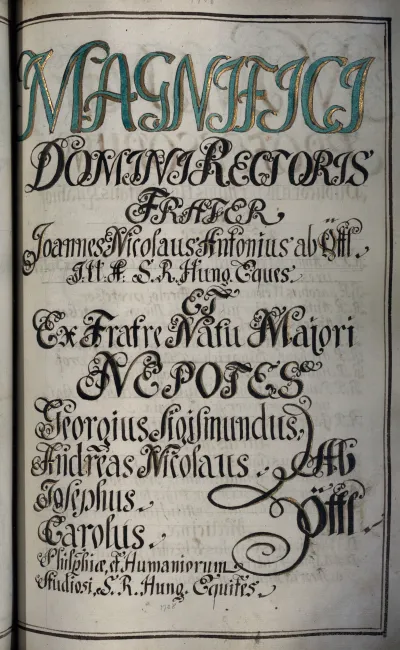 Bild zum Rektorenblatt von Anton Josef von Öttl (Rektor 1707/08)