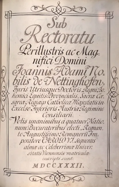 Rektorenblatt von Johann Adam Nettekoven [Nettinghofen] (Rektor 1731/32)