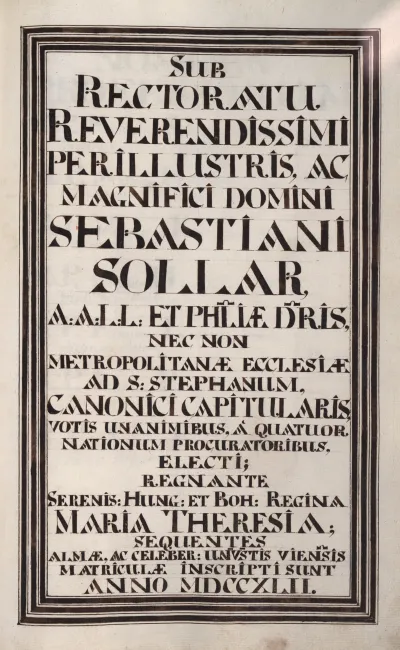 Rektorenblatt von Sebastian Solar (Rektor 1741/42)