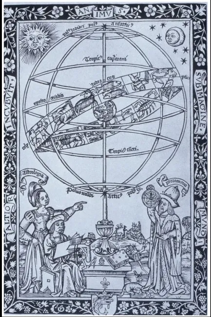 Darstellung des Georg von Peuerbach im Druck seines Hauptwerks „Theoricae Novae Planetarum“ (Paris 1515)