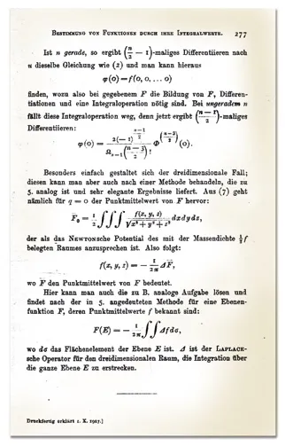 Johann Radon, „Über die Bestimmung von Funktionen durch ihre Integralwerte längs gewisser Mannigfaltigkeiten“, 1917