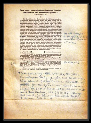 Druckfahne zu Über formal unentscheidbare Sätze der Principia Mathematica und verwandter Systeme