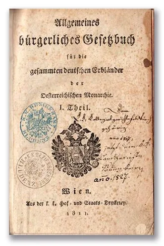 Franz von Zeiller „Allgemeines bürgerliches Gesetzbuch für die gesammten deutschen Erbländer der Oesterreichischen Monarchie…