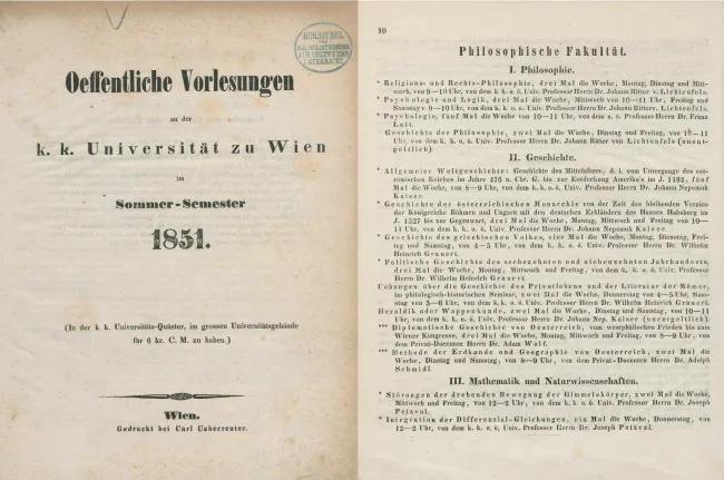 Vorlesungsverzeichnis 1851