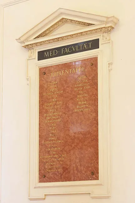 Ehrentafel der Medizinischen Fakultät, Aula der Universität Wien