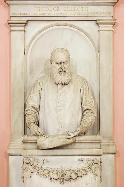 Denkmal für Theodor Billroth (1829–1894) im Arkadenhof der Universität Wien, gestaltet von Kaspar von Zumbusch, enthüllt 1897