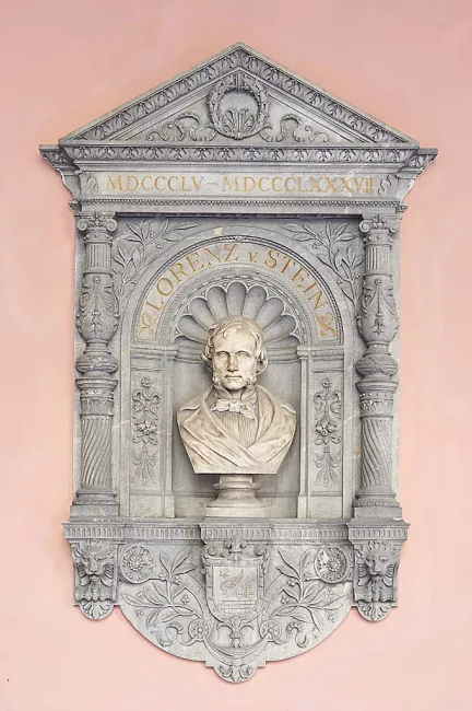 Denkmal für Lorenz Ritter von Stein (1815–1890) im Arkadenhof der Universität Wien, gestaltet von Fritz Steger, enthüllt 1891
