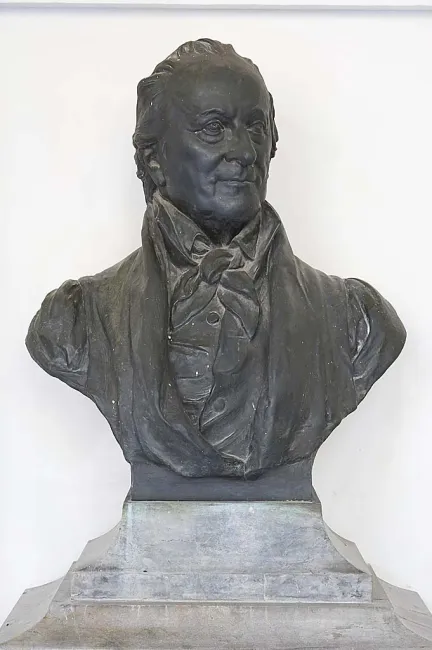 Denkmal für Nikolaus Joseph von Jacquin (1727–1817) im Arkadenhof der Universität Wien, gestaltet von Leopold Schrödl, enthü…