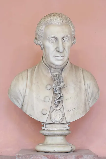 Denkmal für Josef von Quarin (1733–1814) im Arkadenhof der Universität Wien, gestaltet von Johann Martin Fischer, 1889 im Ar…