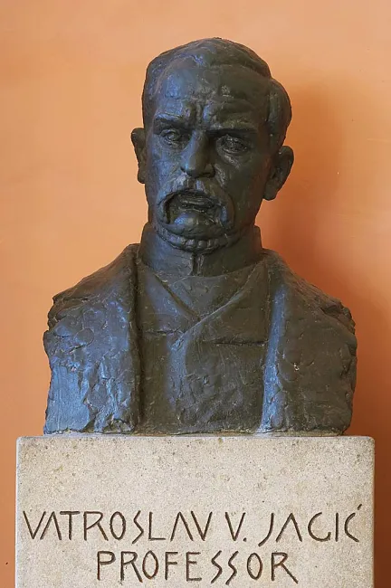 Denkmal für Vatroslav von Jagic (1838–1923) im Arkadenhof der Universität Wien, gestaltet von Ivan Meštrović, enthüllt 1954