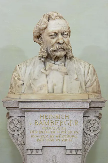 Denkmal für Heinrich von Bamberger (1822–1888) im Arkadenhof der Universität Wien, gestaltet von Richard Kauffungen, enthüll…