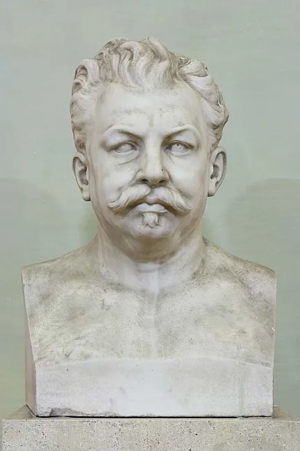 Denkmal für Robert Ultzmann (1842–1889) im Arkadenhof der Universität Wien, gestaltet von Victor Tilgner/K. Selinger, enthül…