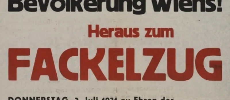 Plakat zum Fackelzug der Deutschen Studentenschaften Wiens für Prof. Wenzel Gleispach
