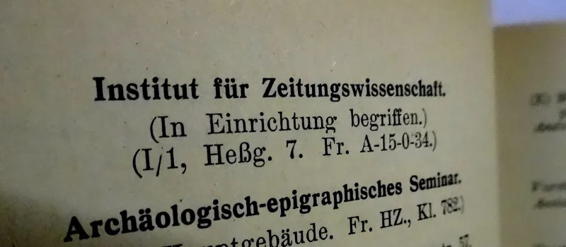 Das Institut für Zeitungswissenschaft im Personal- und Vorlesungsverzeichnis der Universität Wien, Sommersemester 1942
