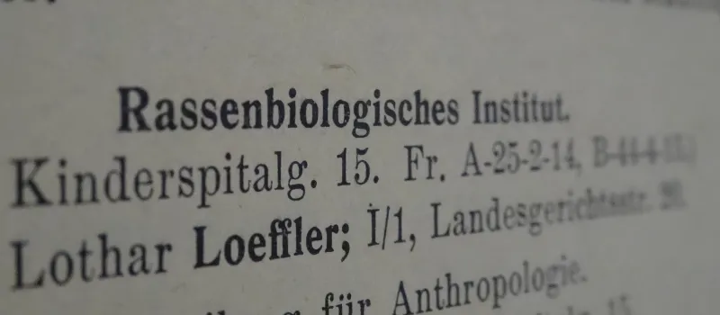 Eintrag für das Rassenbiologische Institut im Personal- und Vorlesungsverzeichnis der Universität Wien, 1943